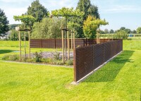 Cortenstahl Sichtschutz Zaun Solid | Zaunelement blickdicht & modern | 967x2000 mm | Gartenzaun mit Pfosten zum Aufdübeln