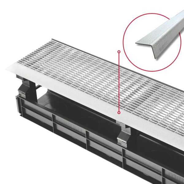 Rinnenabschluss Türprofil für Entwässerungsrinne CANYON 3.0 1000x40/50/60/70/80/90 mm Türschwelle aus verzinktem Aluminium