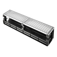 Entwässerungsrinne CANYON 3.0 aus recyceltem Kunststoff, Komplettset Rost + 3x Konsolen | Länge 1000 mm, Breite 207 mm, Höhe 250 mm Press-Gitterrost Ohne Türprofil Entwässerungsrinne CANYON 3.0 aus recyceltem Kunststoff, Komplettset Rost + 3x Konsolen | Länge 1000 mm, Breite 207 mm, Höhe 250 mm Press-Gitterrost Ohne Türprofil