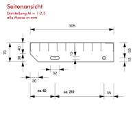 Outlet-P-Stufe 1000 x 305 mm / 30 x 2 / 30 x 30 / R12